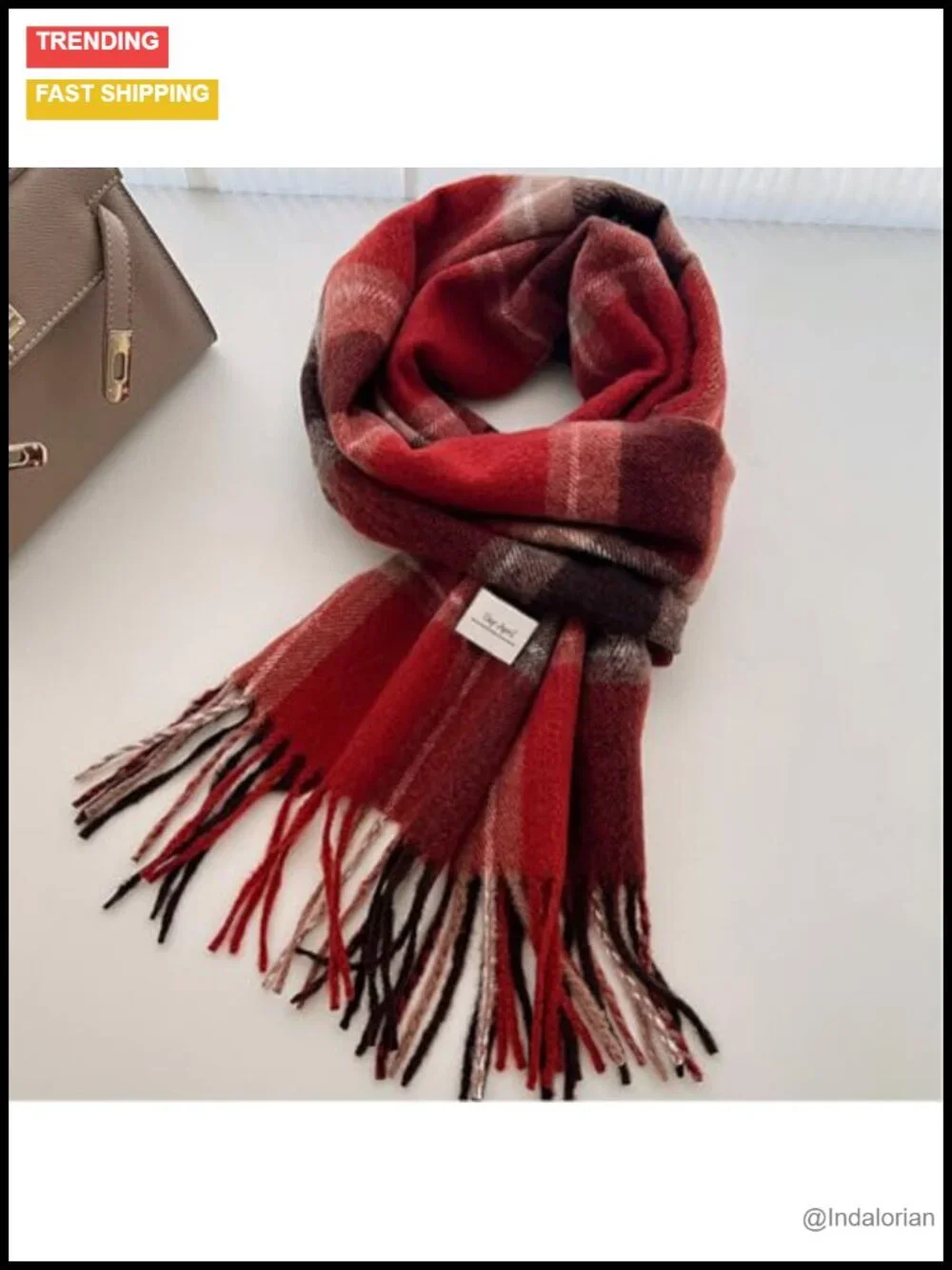 Winter Fringe Scarf Plaid Wrap Shawl Oversized Blanket Scarf